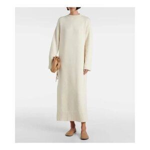 NWT $2,400 Fforme Women's White Ainsley Wool-Blend Shift Dress Medium